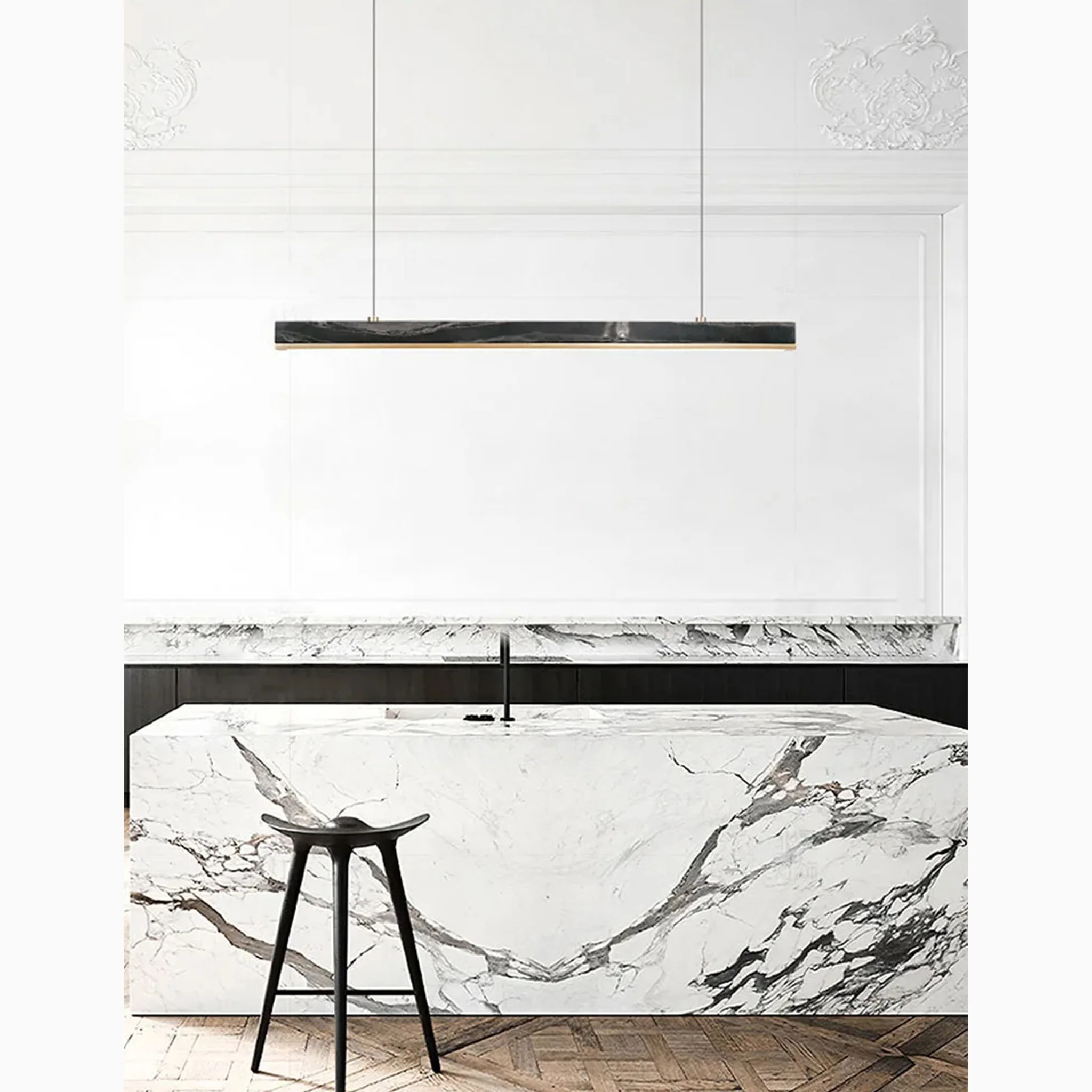 Rorschach | Minimalistic Modern Black Chandelier with Marble