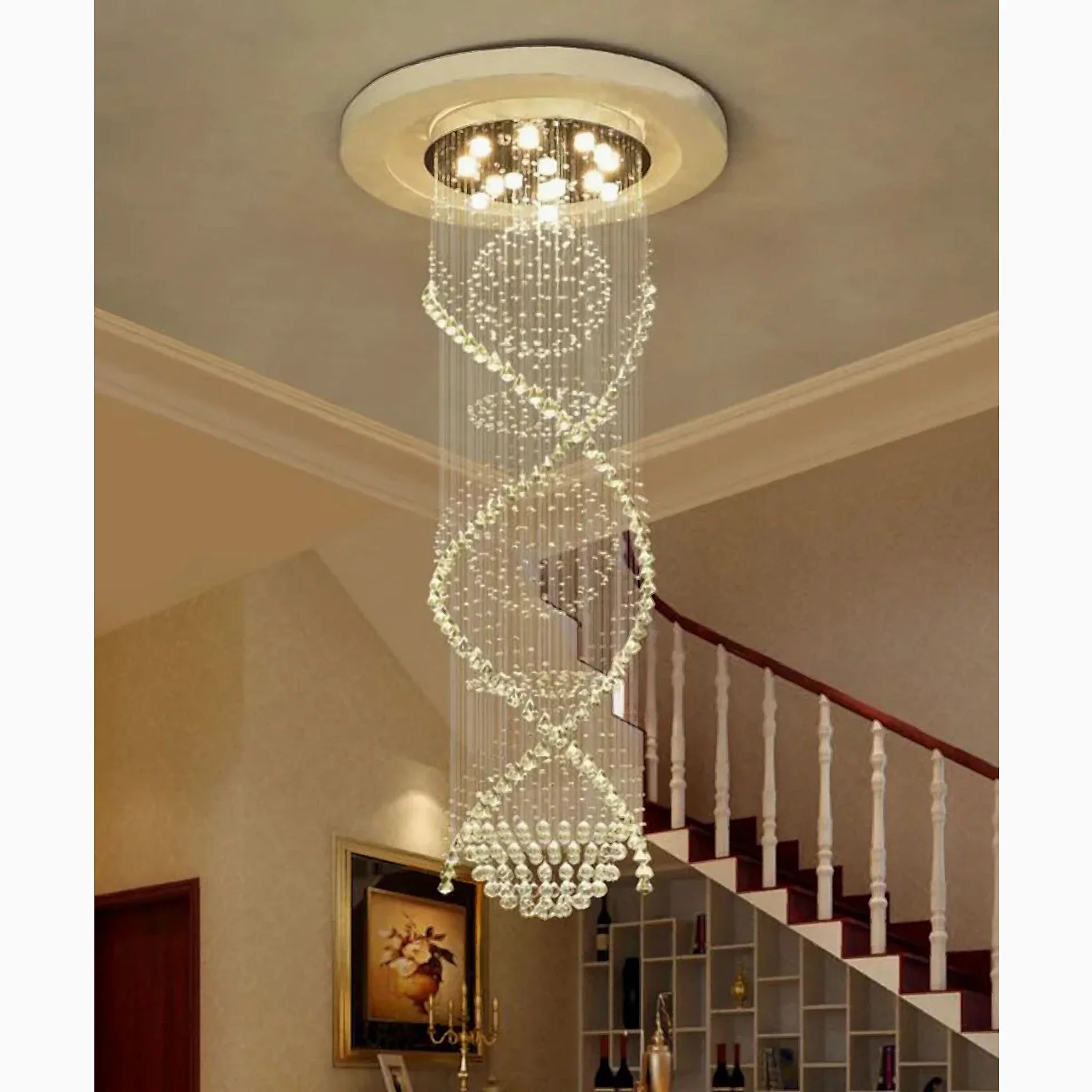 Saint-Etienne-de-Tinee | Modern Double Spiral Superdense K9 Crystal Chandelier
