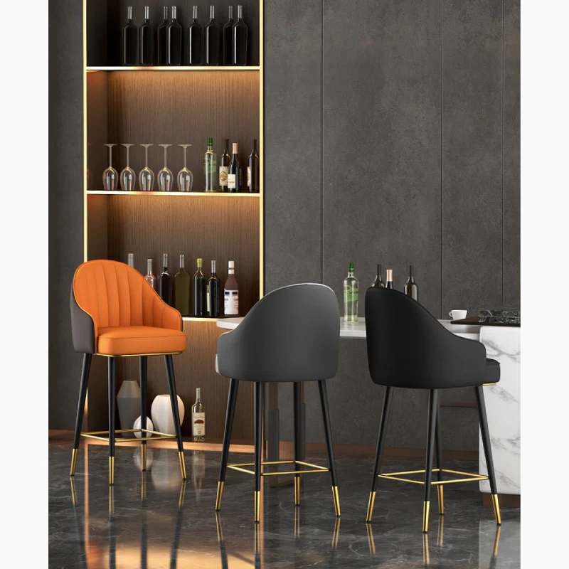 Modern Rotating High Bar Chair with Backrest for Living Room and Restaurants