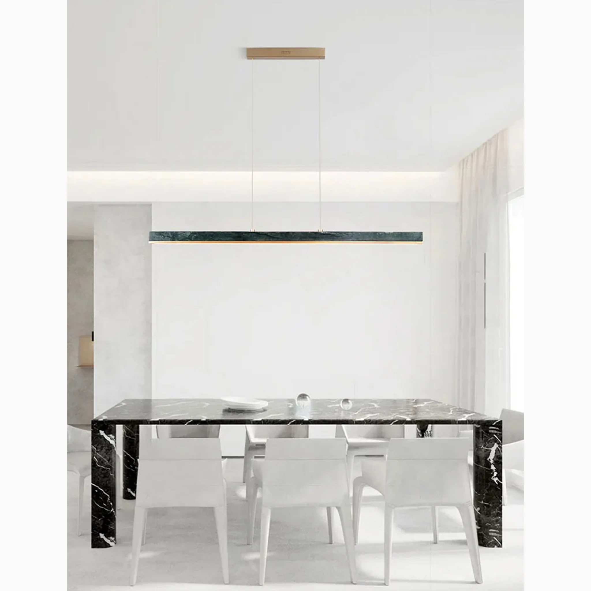 Rorschach | Minimalistic Modern Black Chandelier with Marble
