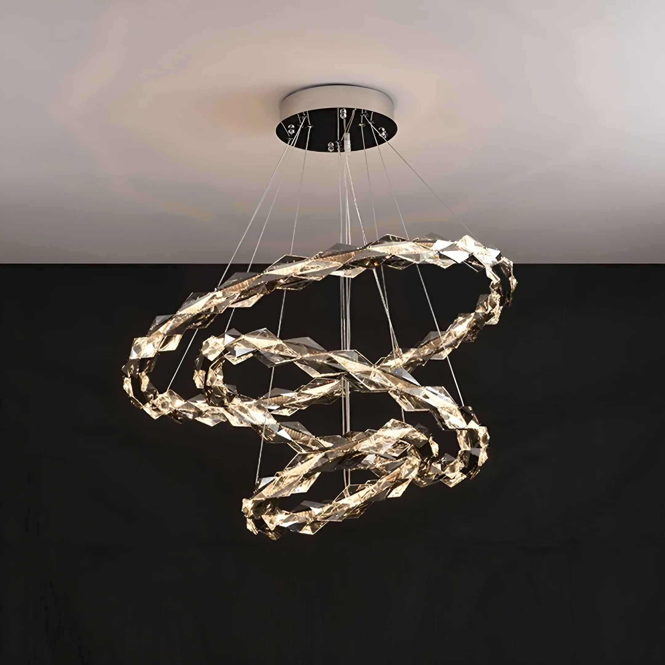 Luxury K9 Crystal Chandelier �C Modern Multi-Ring LED Ceiling Light