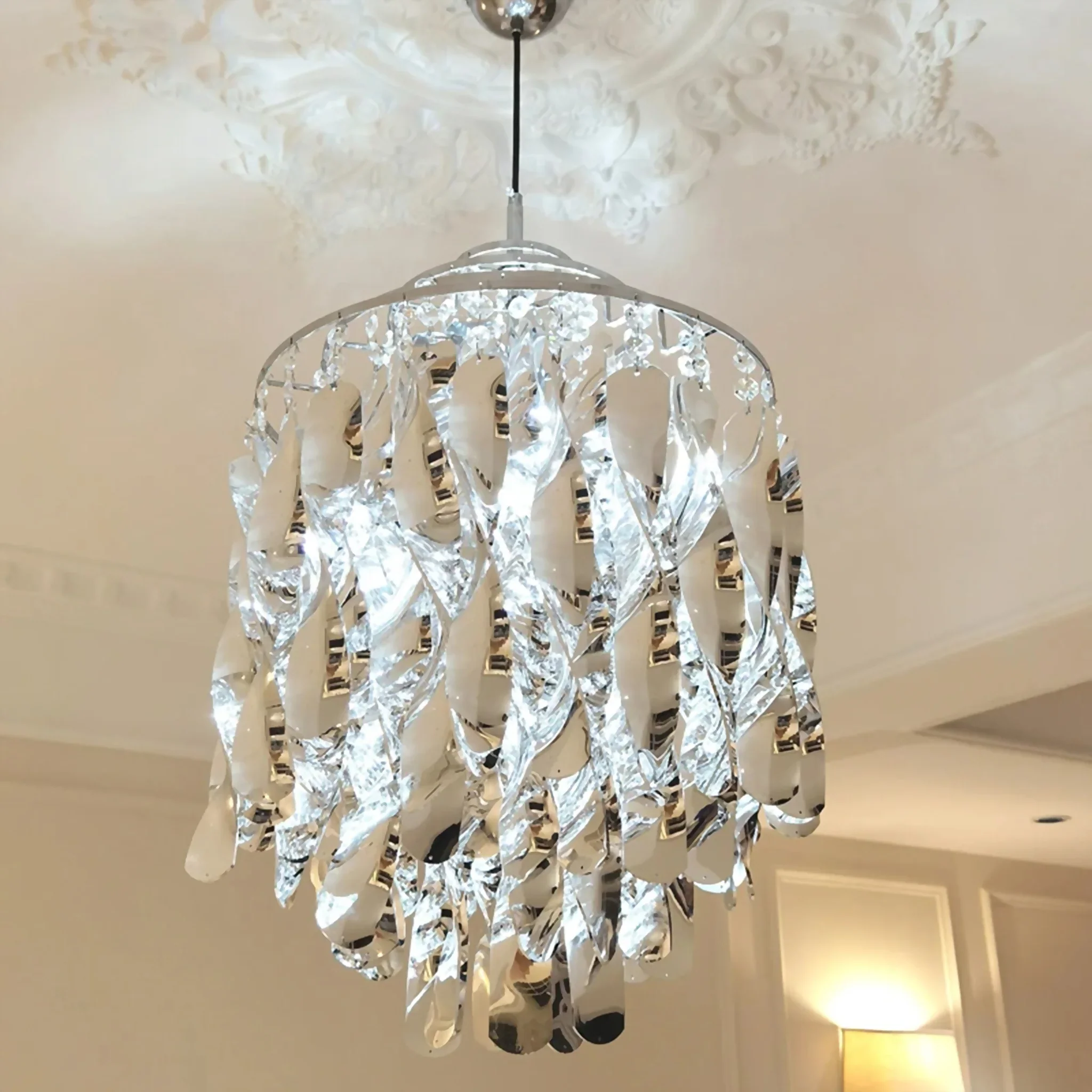 Stunning Gold/Chrome Crystal Pendant Chandelier
