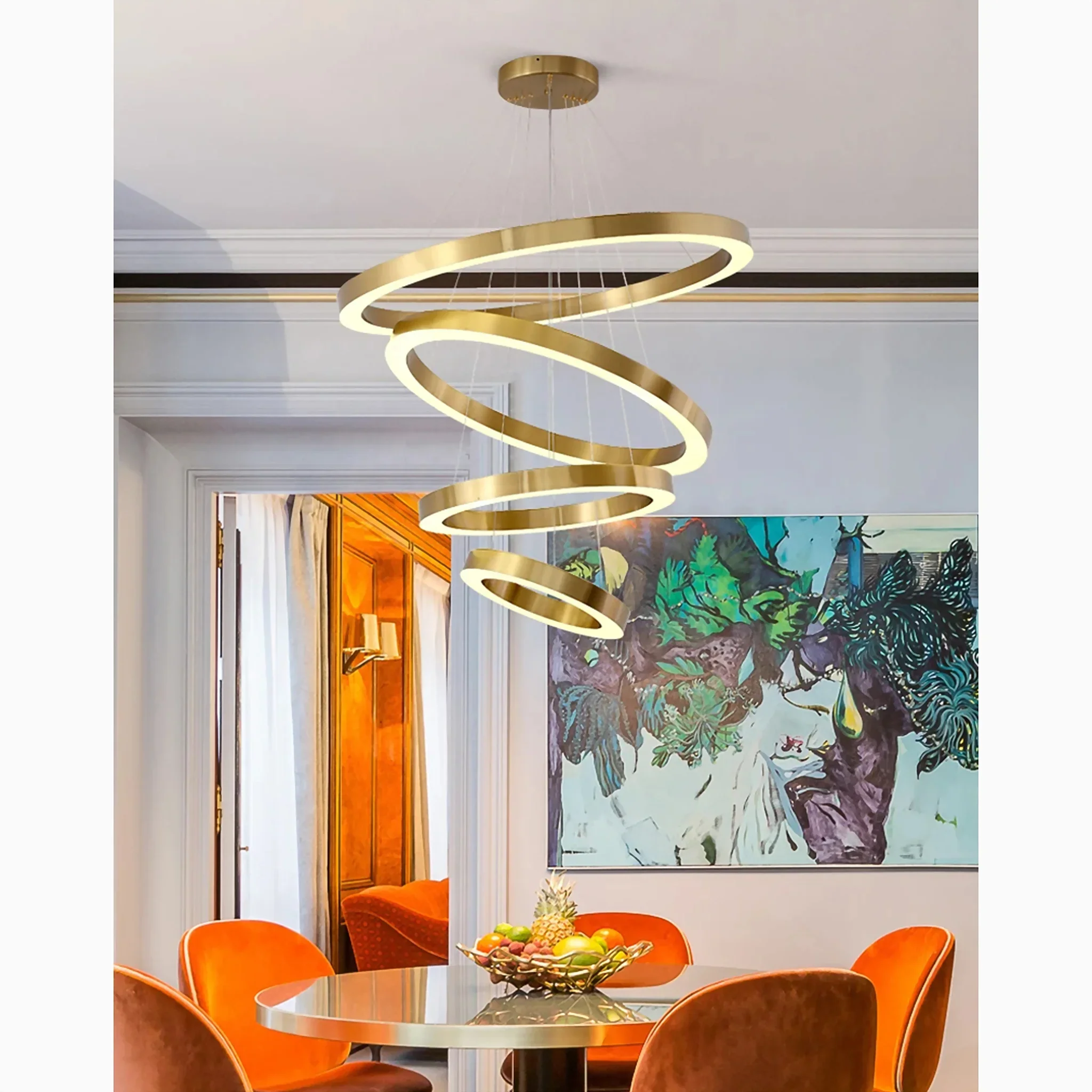 Thalwil | Classy Gold Rings Ceiling Chandelier