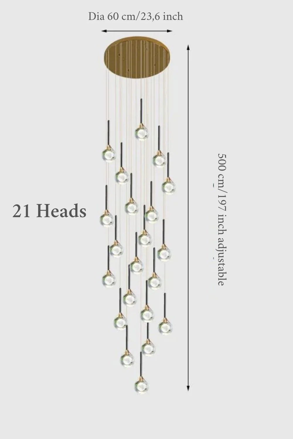Peillon | Gold Crystal Raindrop Glass Ball Chandelier