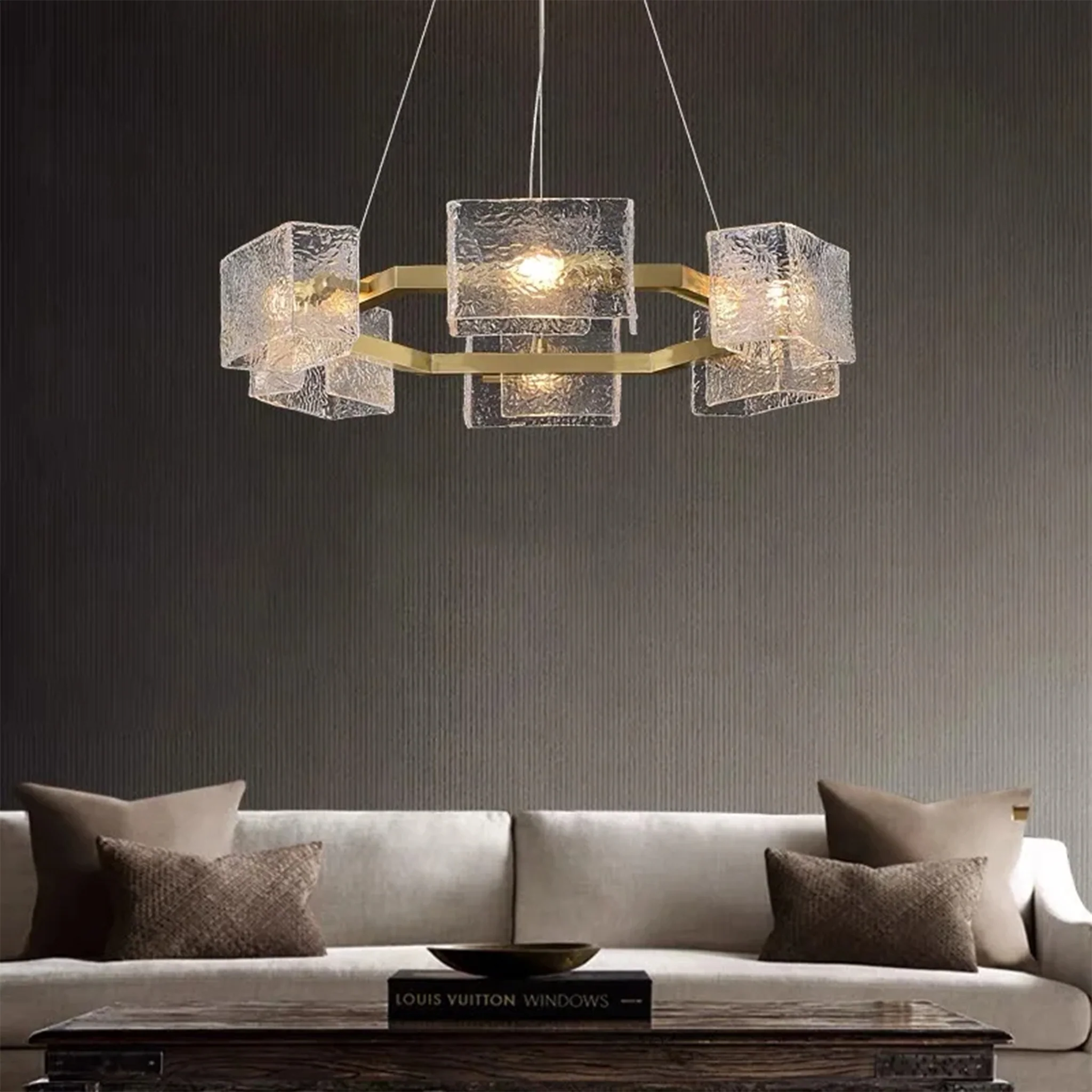 Aidomaggiore | Modern Glass Ice Cubes Round Chandelier