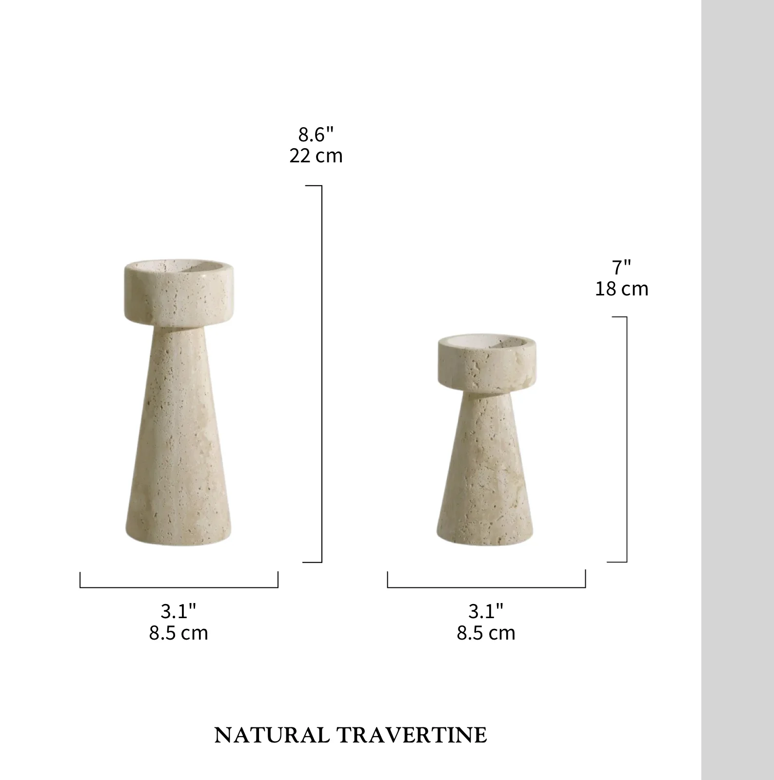 Minimalistic Beige Travertine Stone Candle Holder for Dining Room, Living Room