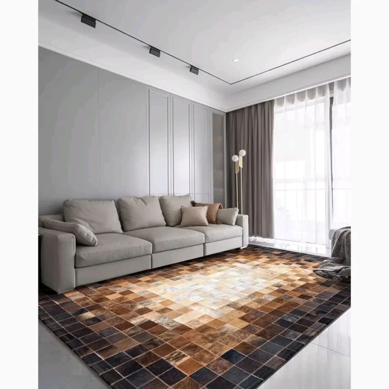 Modern Natural Genuine Cowhide Leather Carpet