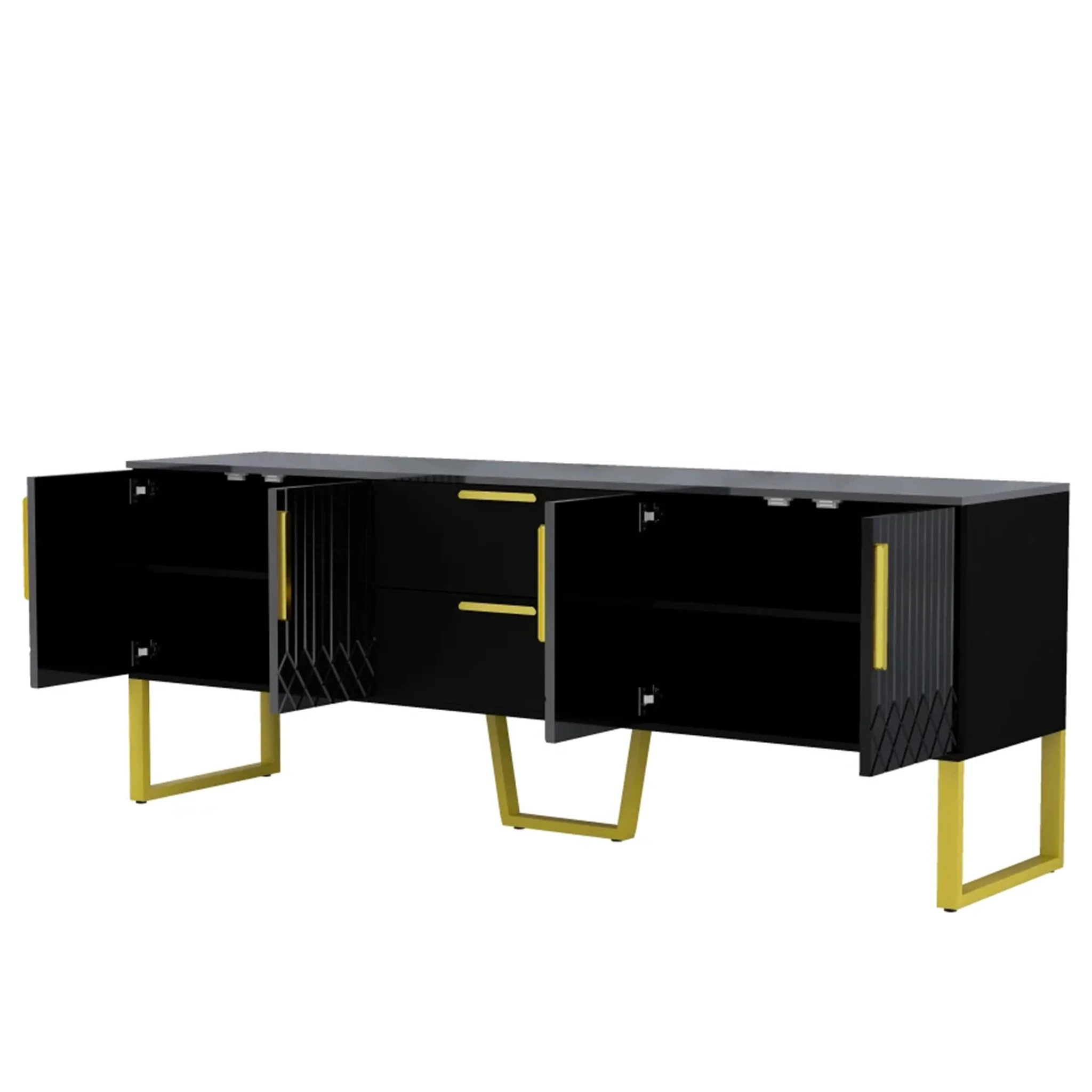 Vah | Elegant Black/White TV Stand with Metal Frame