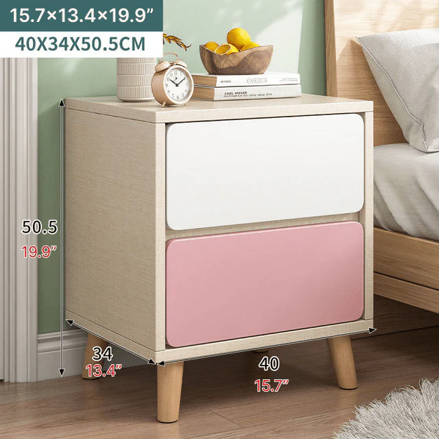 Nordic Wooden Bedside Table Of Drawers For Bedroom