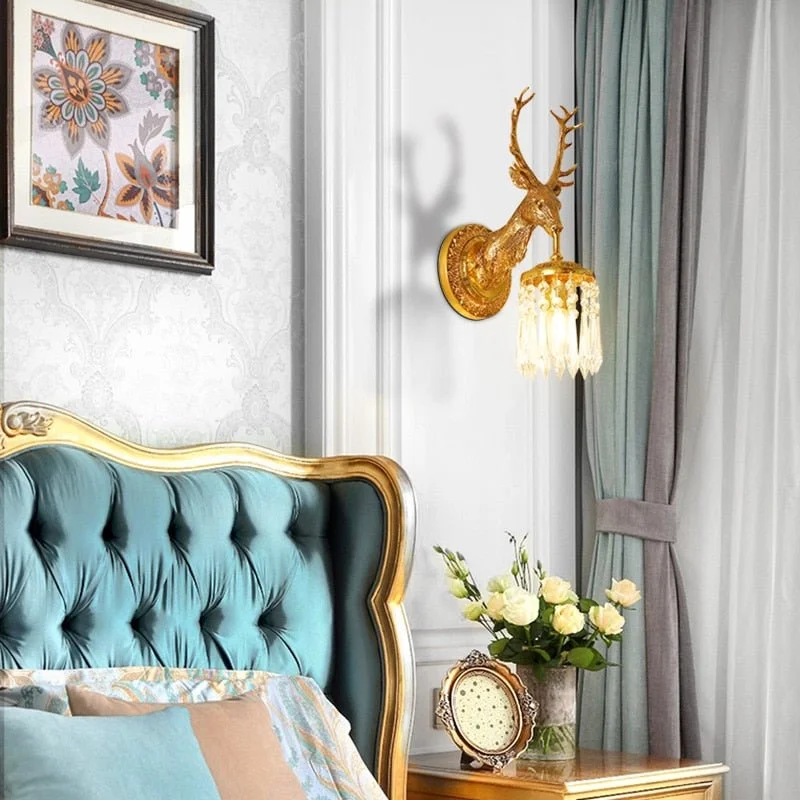 Luxury Wall Lamp in the Shape of a Deer Head for Living Room, Bedroom
