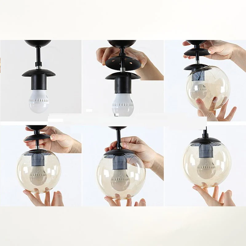 Ilbono | Nordic LED Pendant Light in the Shape of Glass Ball for Dining Room