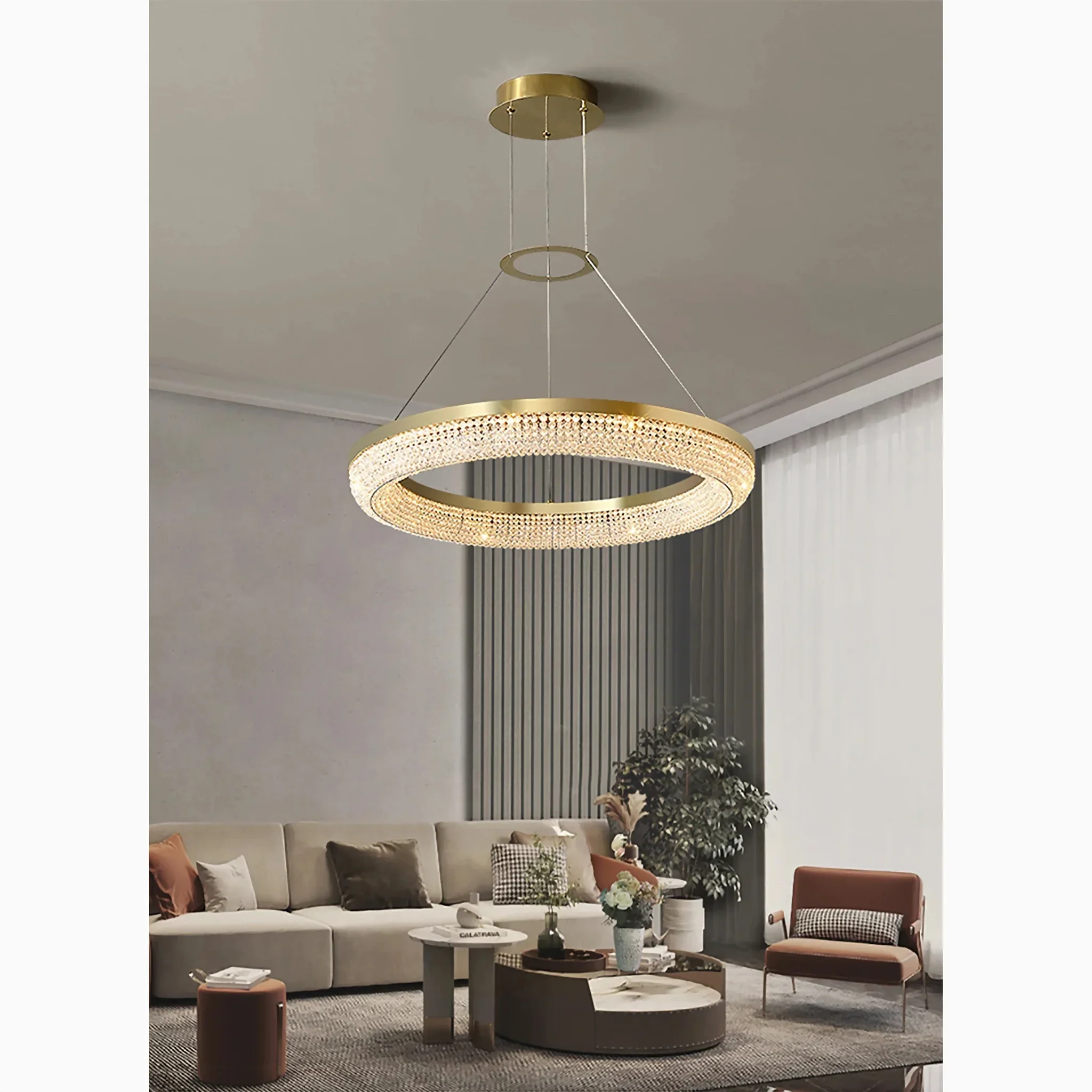 Stafa | Chic Drum Ceiling Chandelier with Crystals