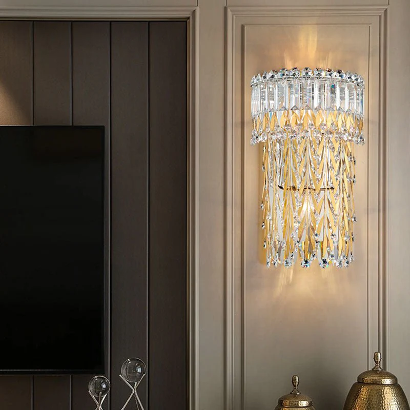Modern Wall Lamp in Golden Crystal Style for Living Room, Bedroom
