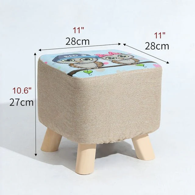 Square Round Modern Ottoman Made of Solid Wood