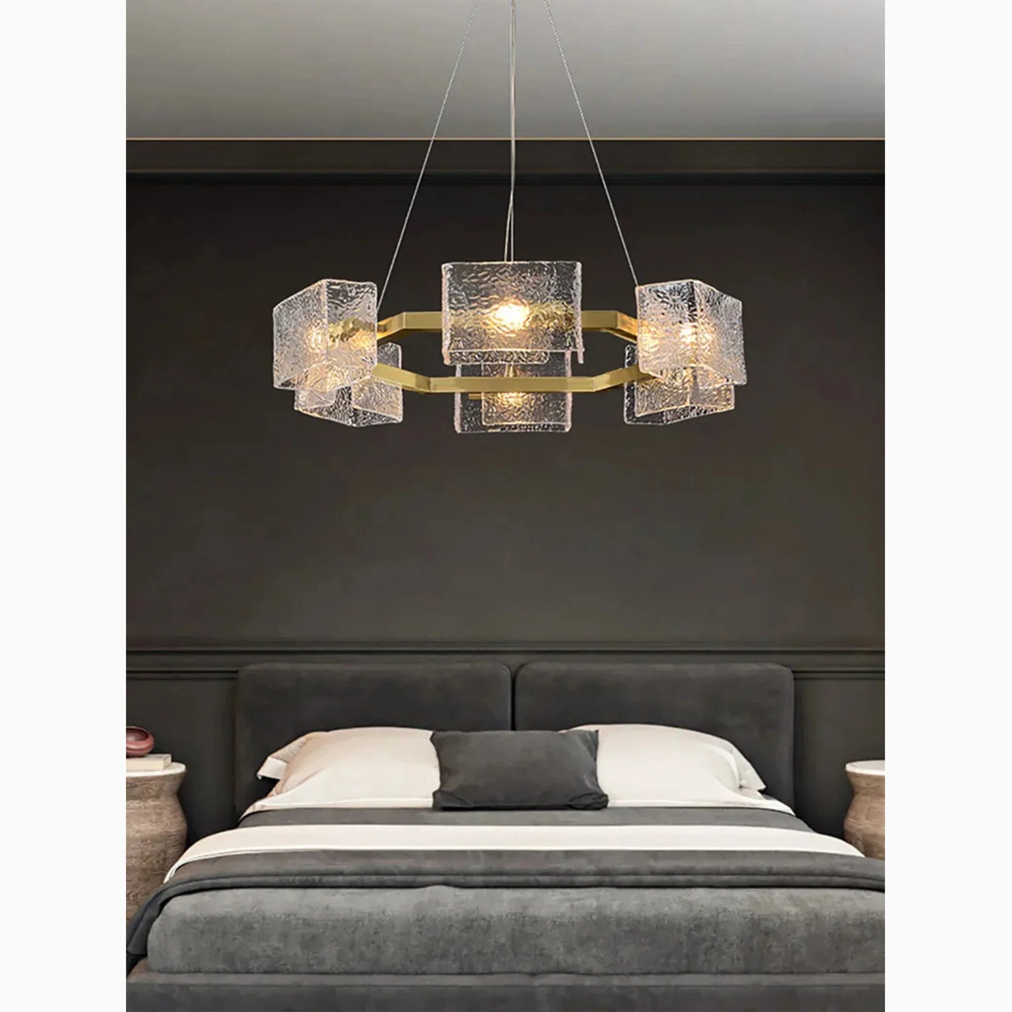Aidomaggiore | Modern Glass Ice Cubes Round Chandelier