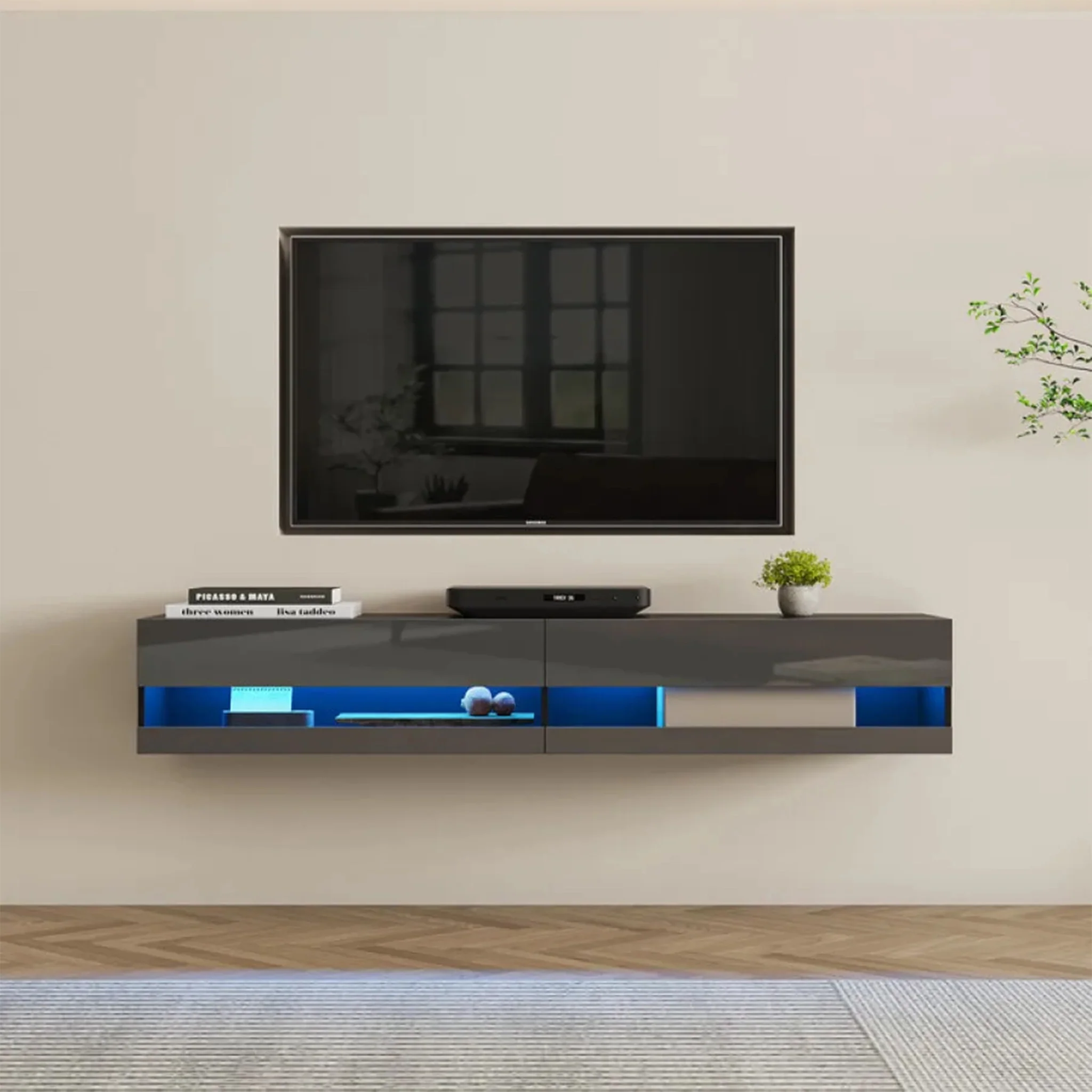 Drava | Floating Simple TV Stand with LED Lighting