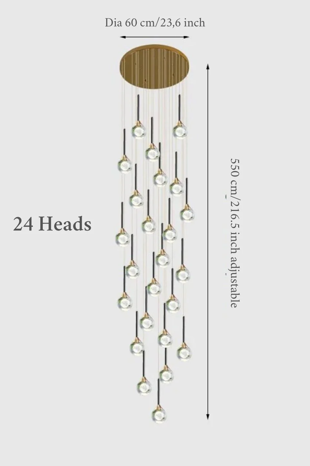 Peillon | Gold Crystal Raindrop Glass Ball Chandelier