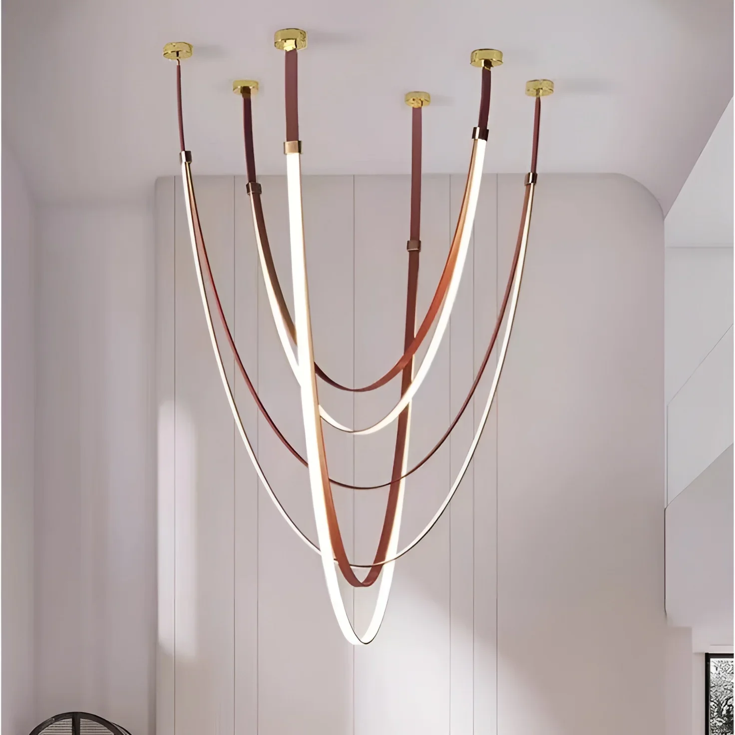 Aurelia Leather Pendant Light - LED Design with Adjustable Curves