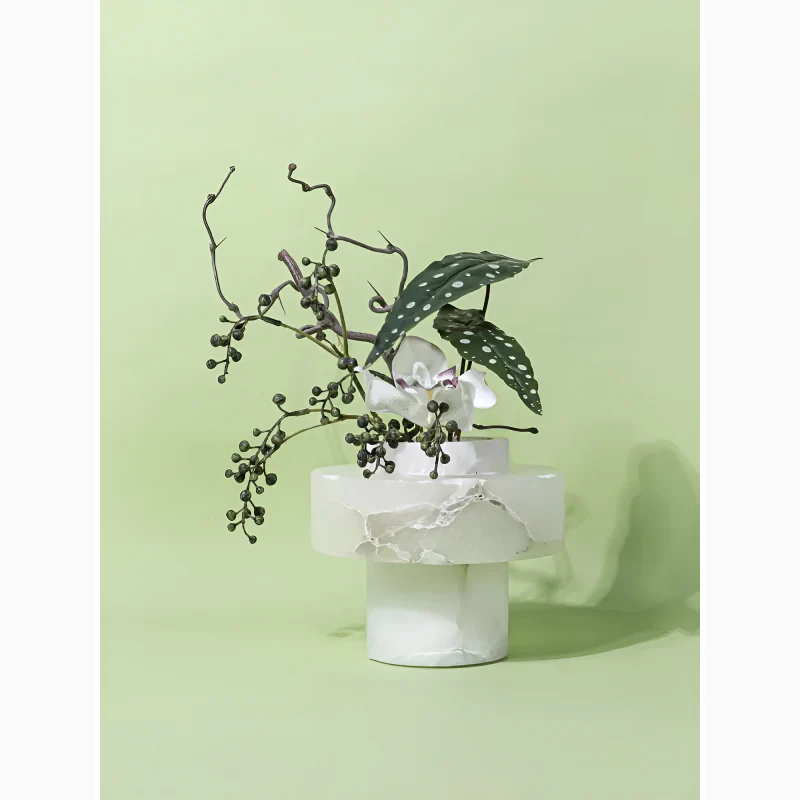 Modern Scandinavian Natural White Marble Vase