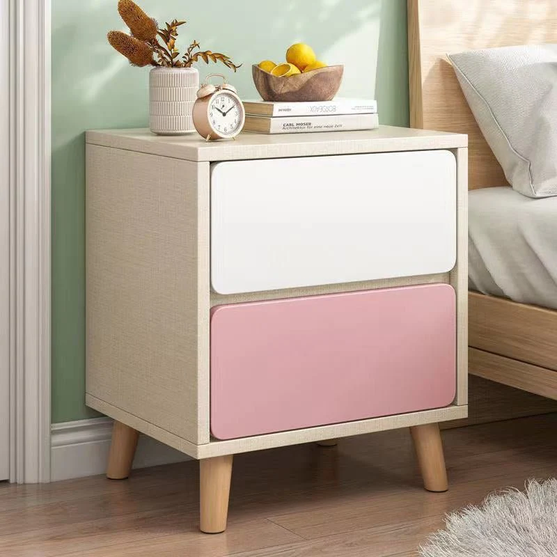 Nordic Wooden Bedside Table Of Drawers For Bedroom