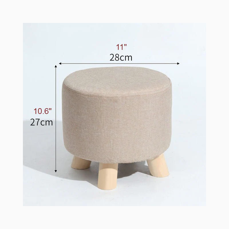 Round Modern Ottoman Made of Solid Wood