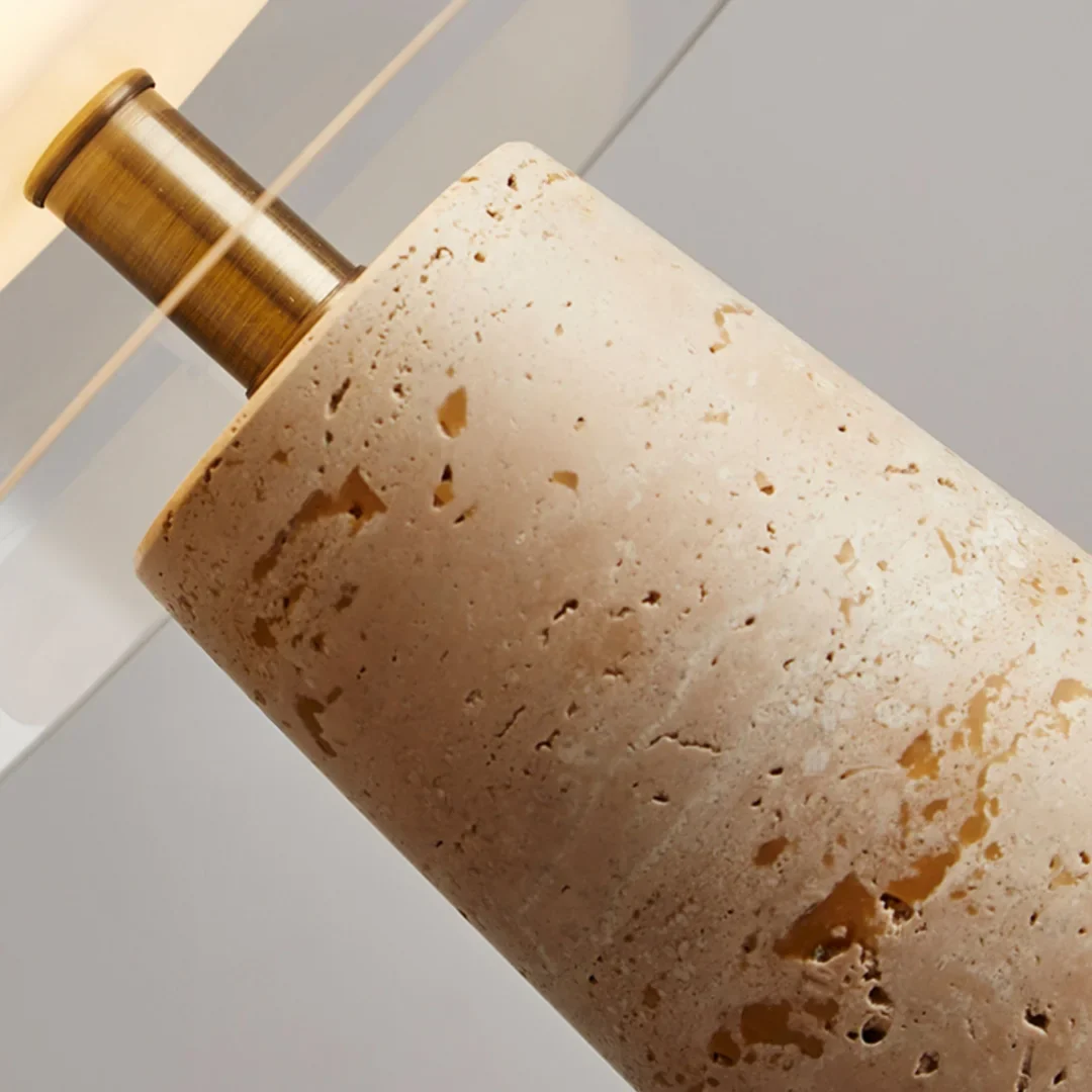 Travertine & Glass Table Lamp - Italian Minimalist Design