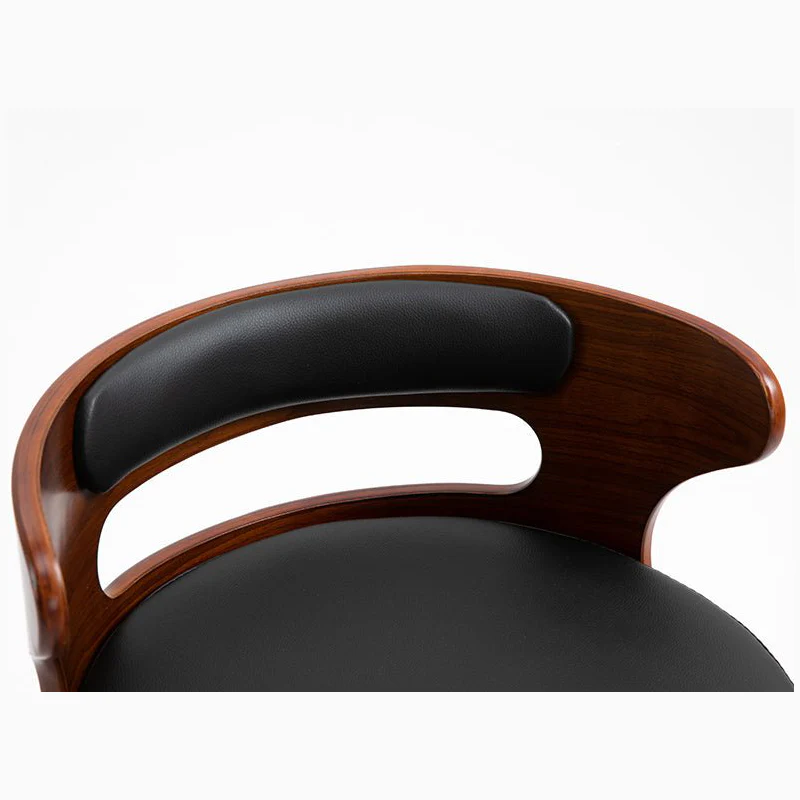 High-Leg Bar Stool with Backrest Made of Solid Wood