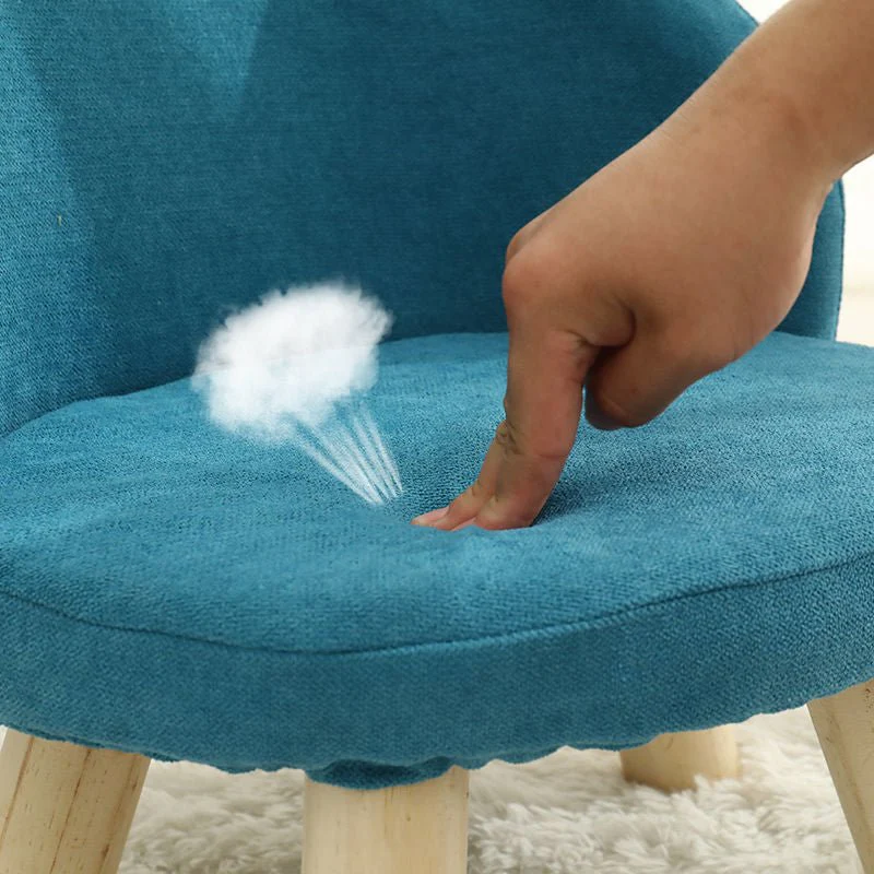 Rectangle Low Stool For Living Room Made of Solid Wood Cotton And Linen