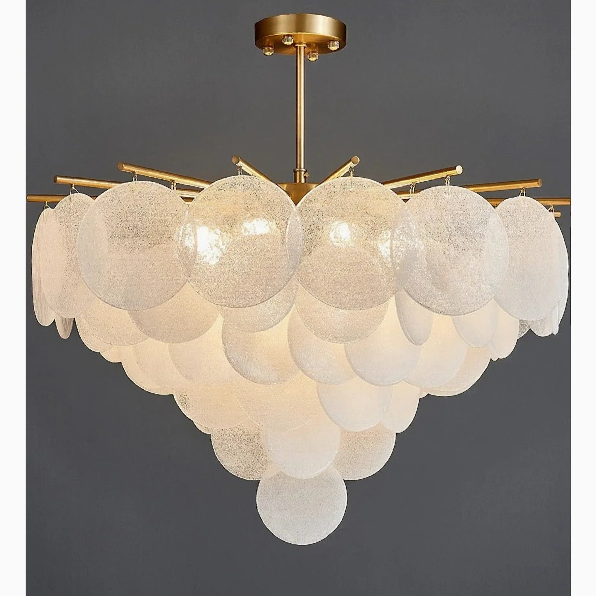 Peone | Round Obscure Glass Ceiling Chandelier