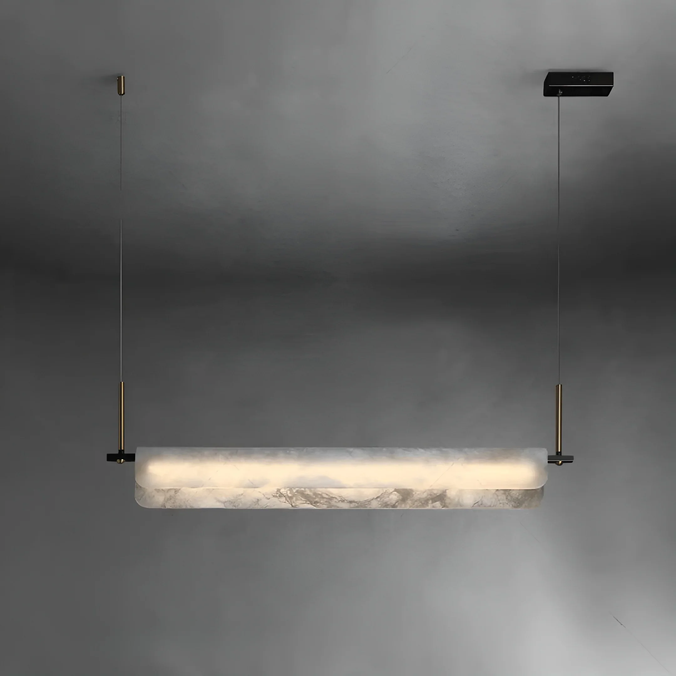 Almeria Marble & Brass Linear Pendant Light For Dining Room