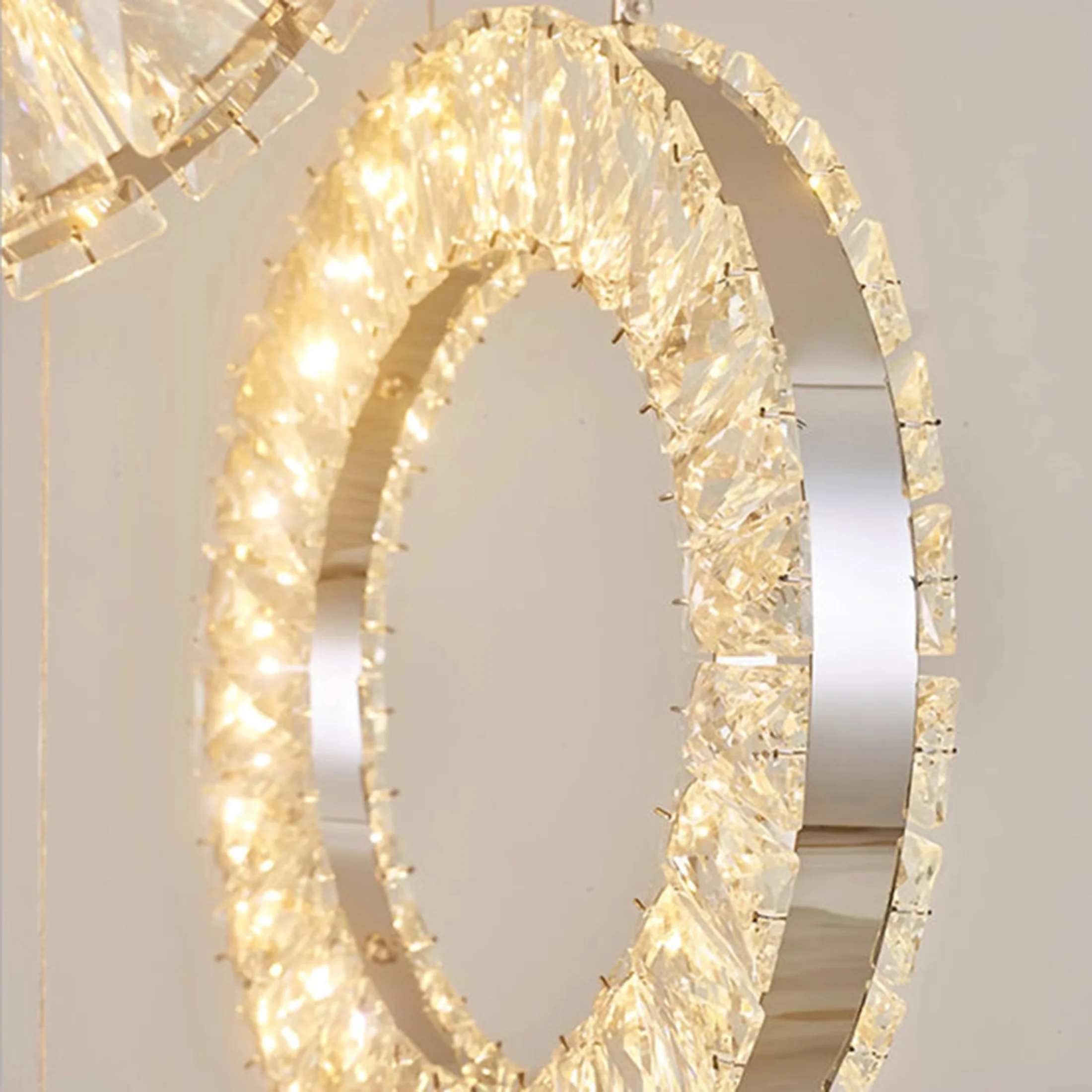 3 Lights - Hanging LED crystal lamp for staircase, lobby, living space, stairwell