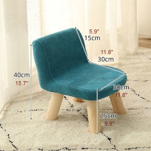Rectangle Low Stool For Living Room Made of Solid Wood Cotton And Linen
