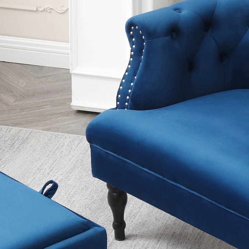 Set of Upholstered Velvet Accent Chair and Storage Ottoman