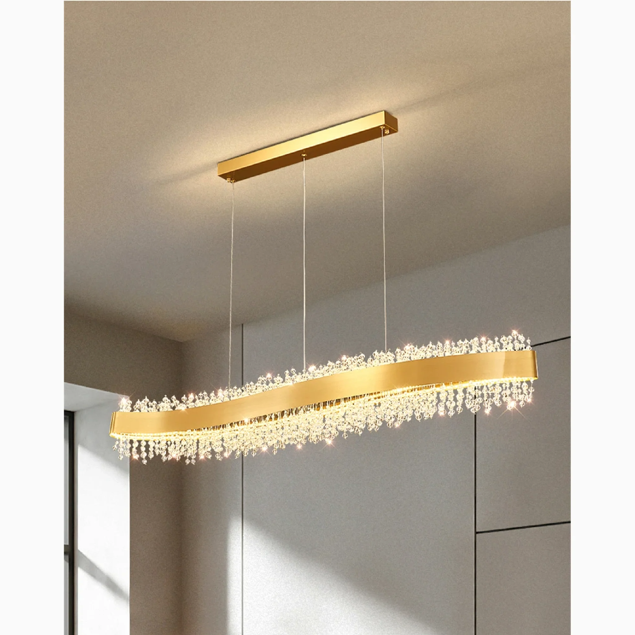 Caglio | Luxury Wave-Shaped Rectangle Crystal Chandelier