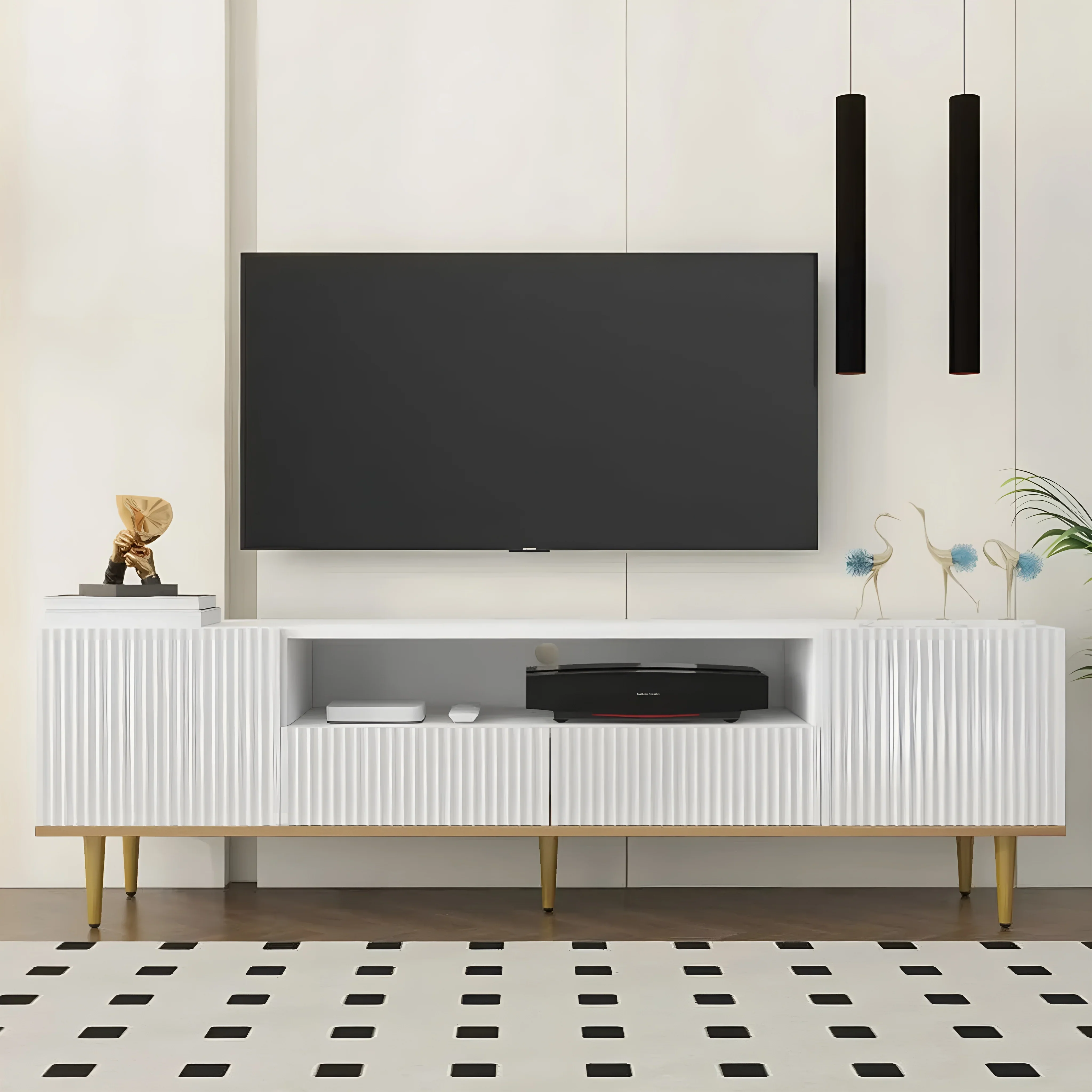 Rhoon | Classic Black/White Elegant Minimalistic TV Stand