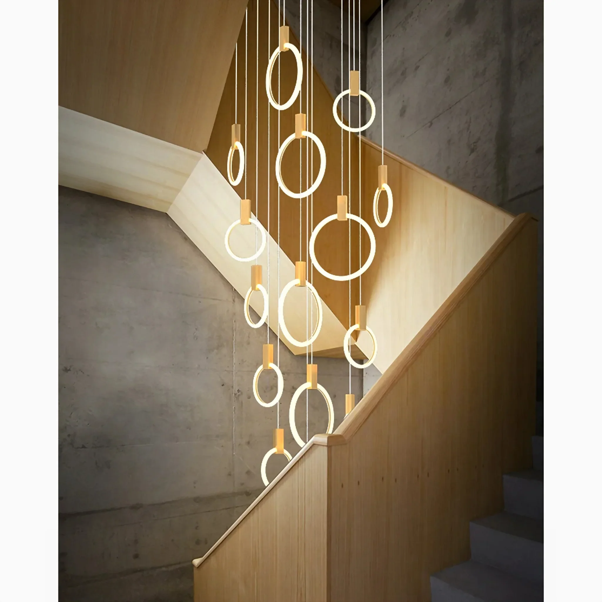 Acquasparta | Luxury Modern Pendant Gold Rings Chandelier
