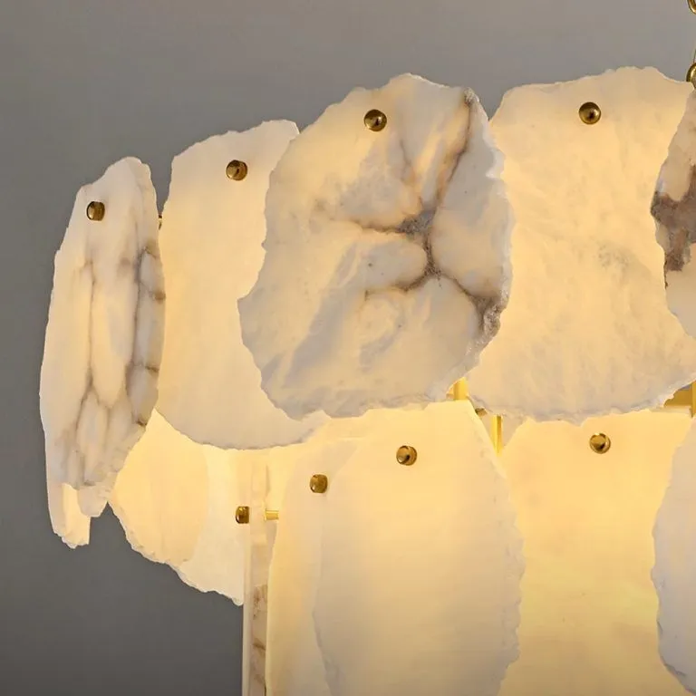 Alabaster Round Chandelier in Mid-Century Modern Style for Living Room