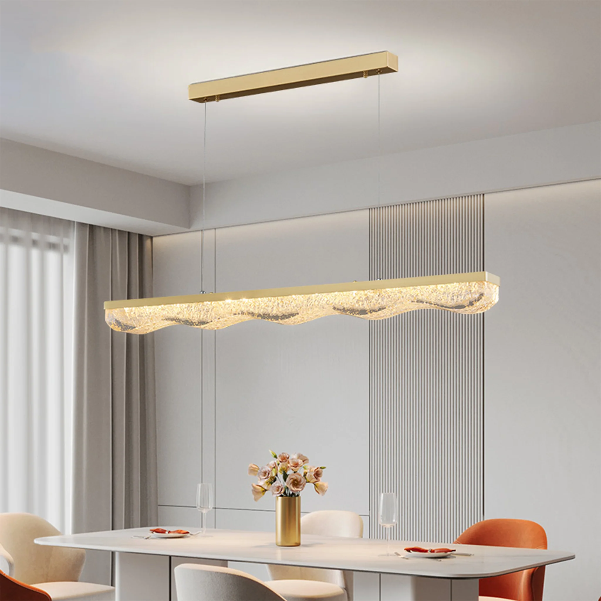 Riehen | Elegant Minimalistic Rectangle Gold Chandelier