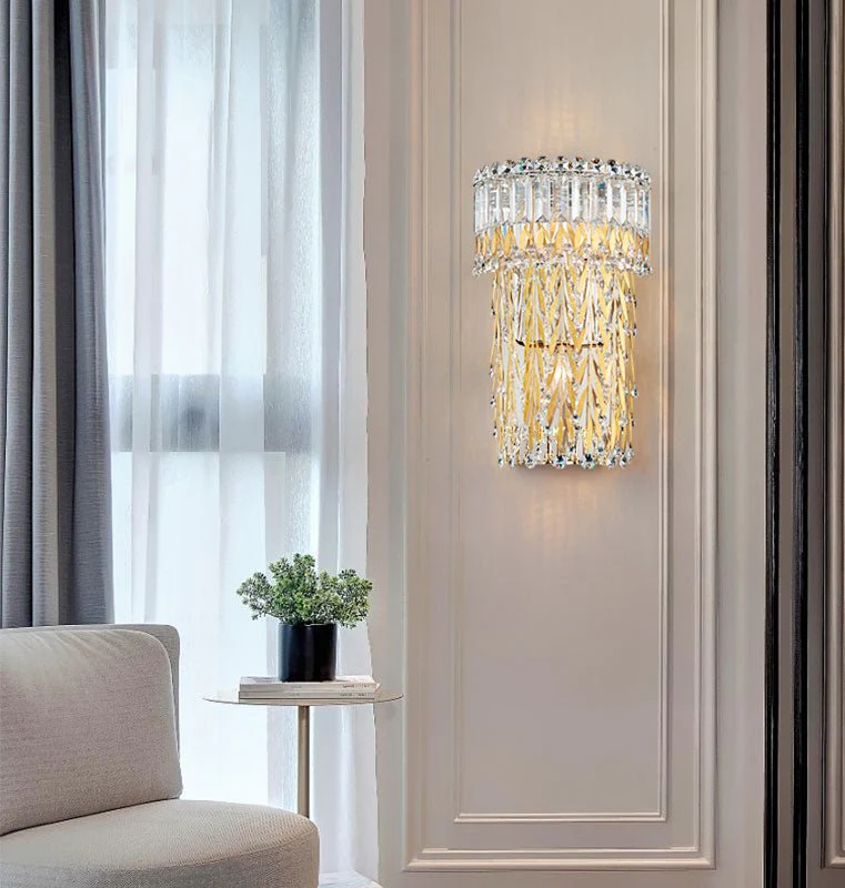 Modern Wall Lamp in Golden Crystal Style for Living Room, Bedroom