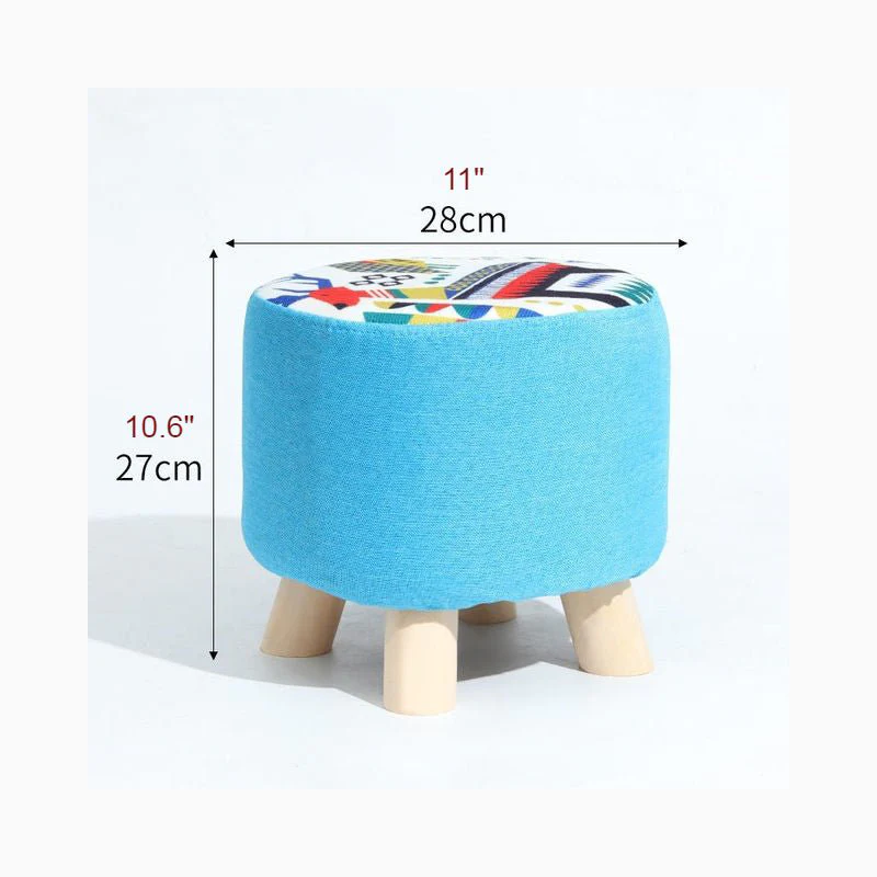 Round Modern Ottoman Made of Solid Wood