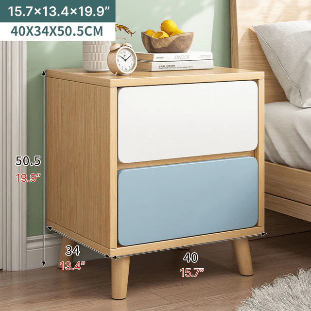 Nordic Wooden Bedside Table Of Drawers For Bedroom