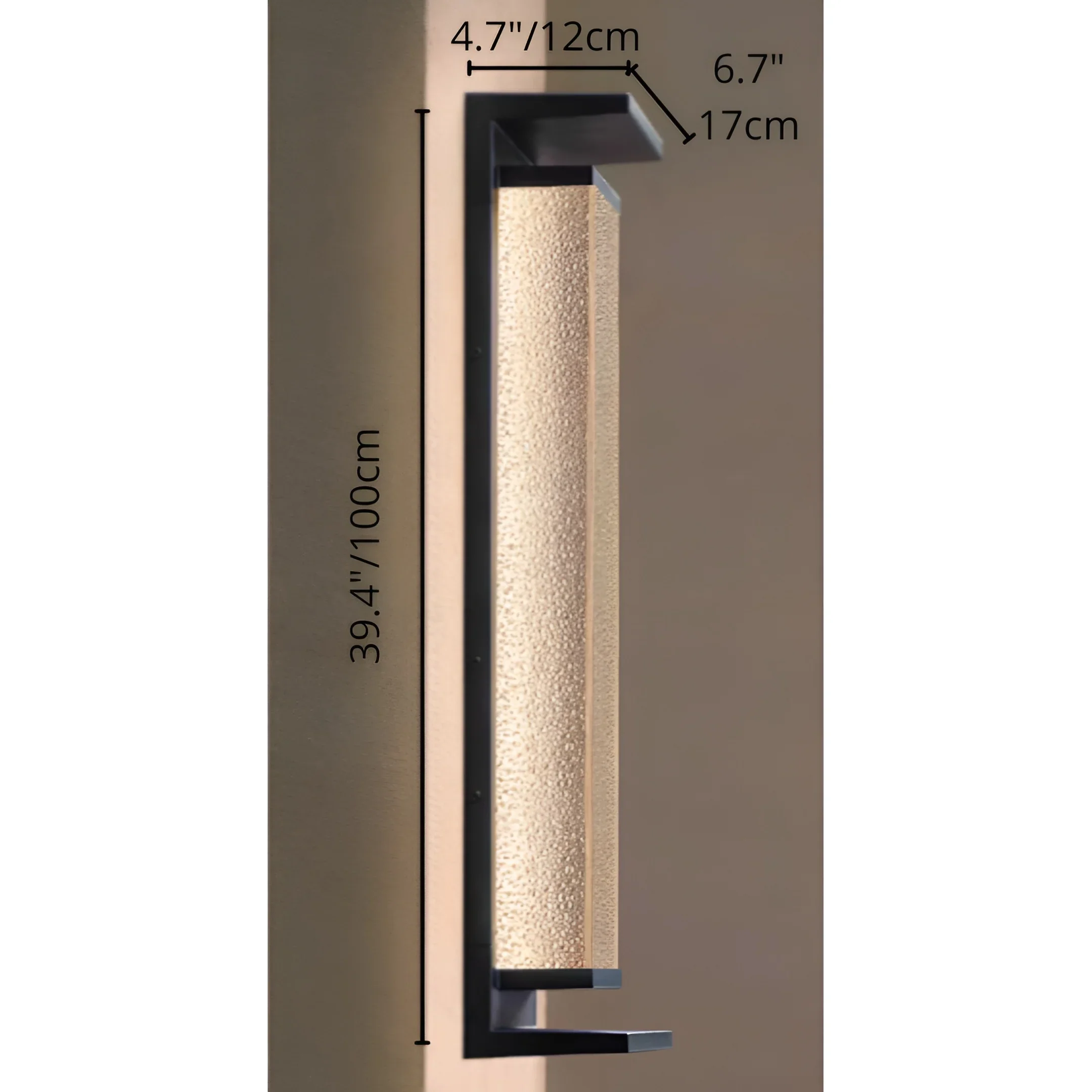 Modern Outdoor Wall Light with Textured Glass for Home Exterior