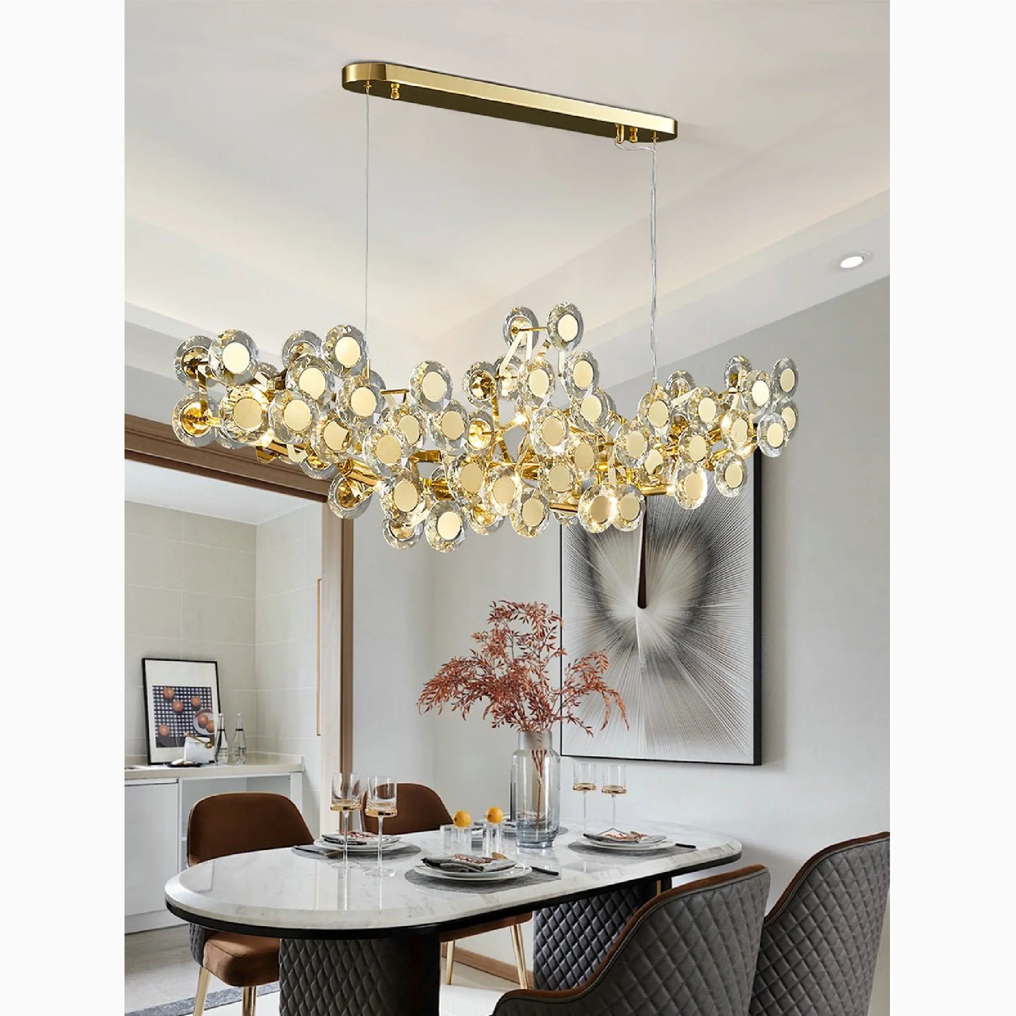 Alfano | Gold Creative Luxury Design Crystal LED Chandelier