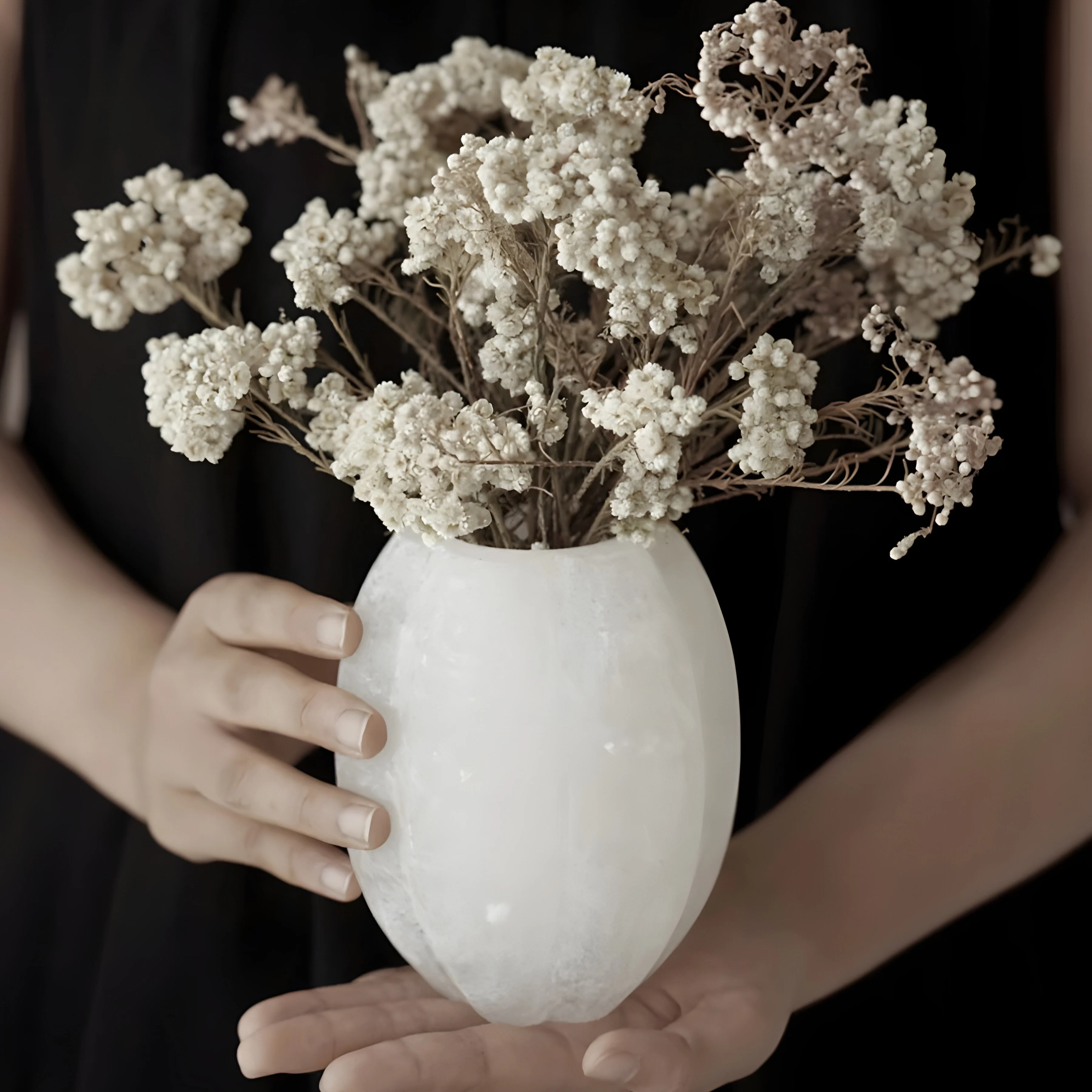 Modern White Onyx Marble Flower Vase and Candle Holder