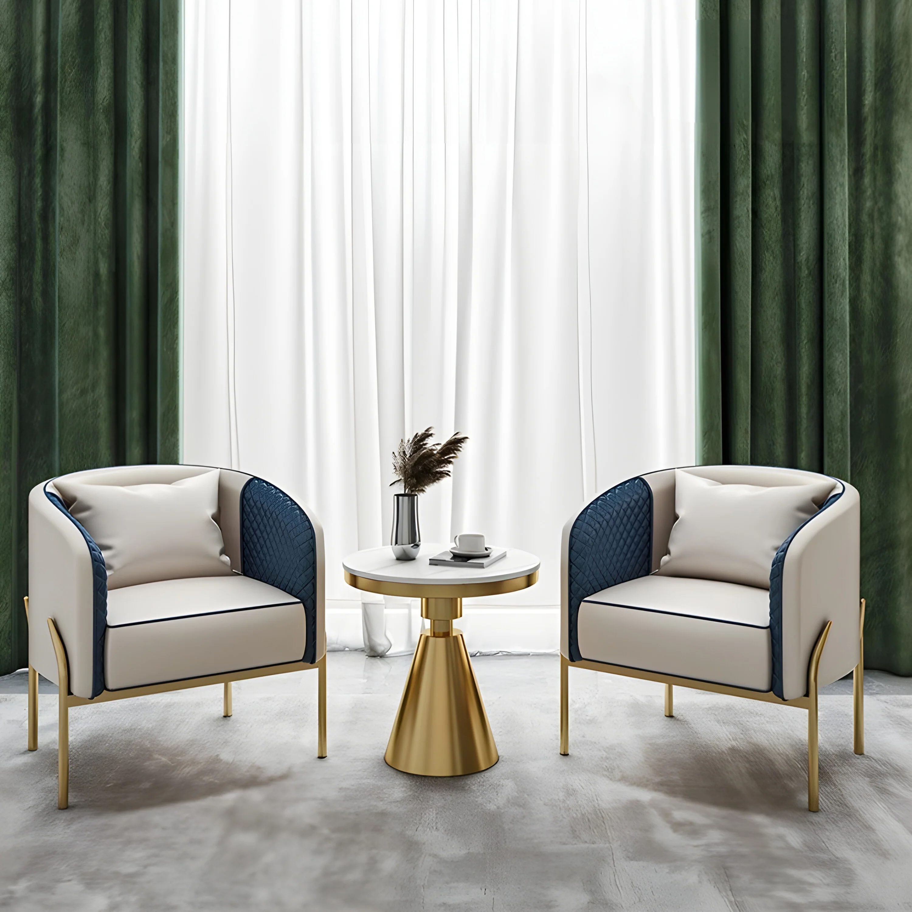 Gold/White/Black Round Small Modern Coffee Table For Living Room