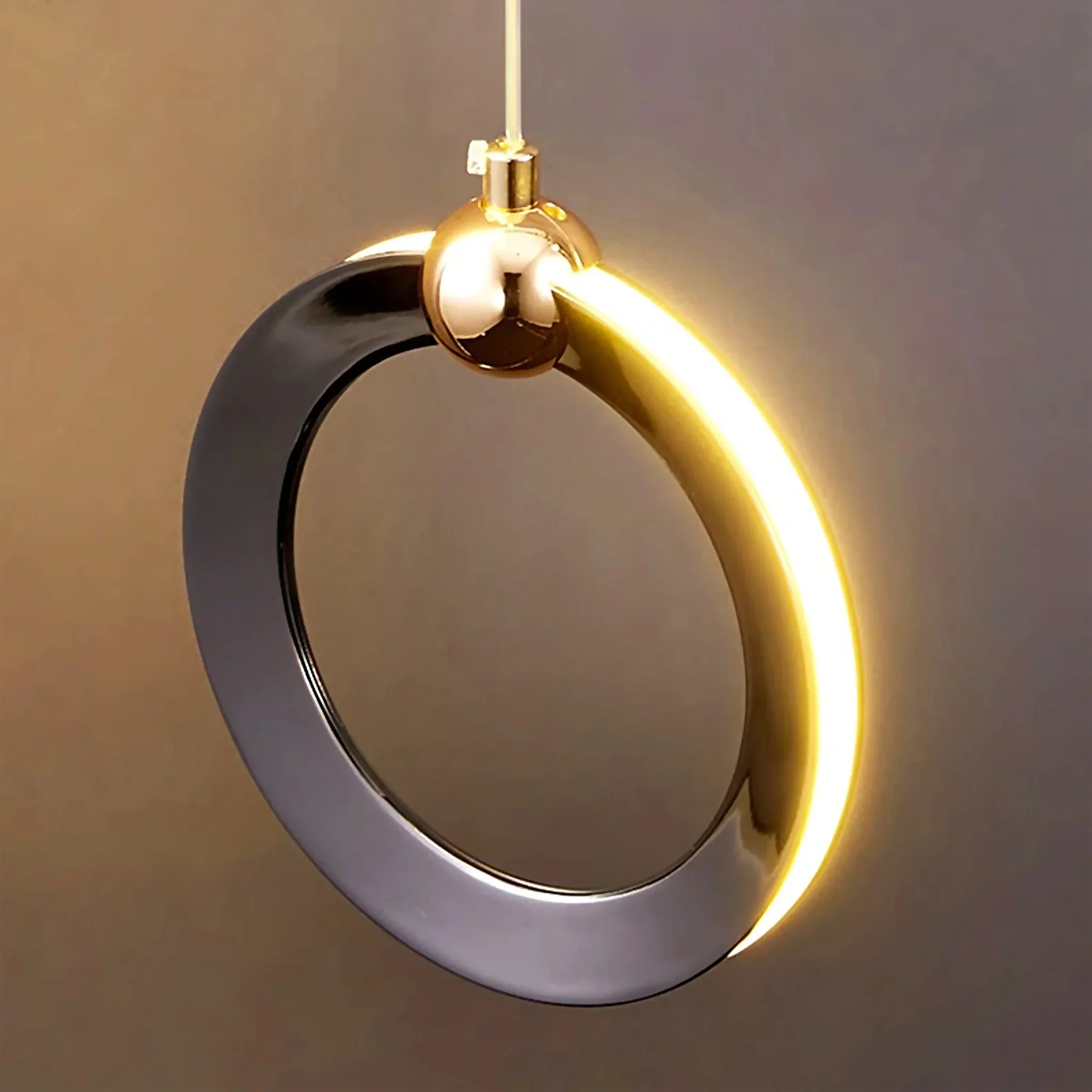 Agra | Elegant Gold Black Led Pendant Rings Chandelier