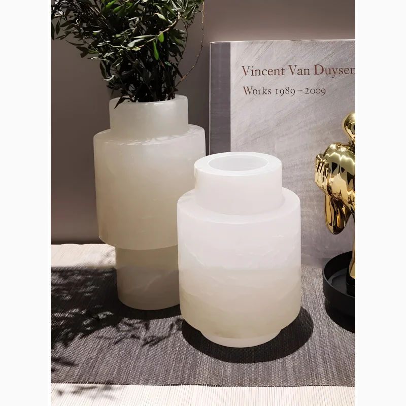 Modern Scandinavian Natural White Marble Vase