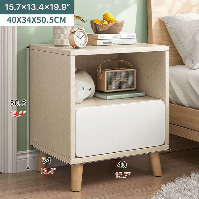 Nordic Wooden Bedside Table Of Drawers For Bedroom
