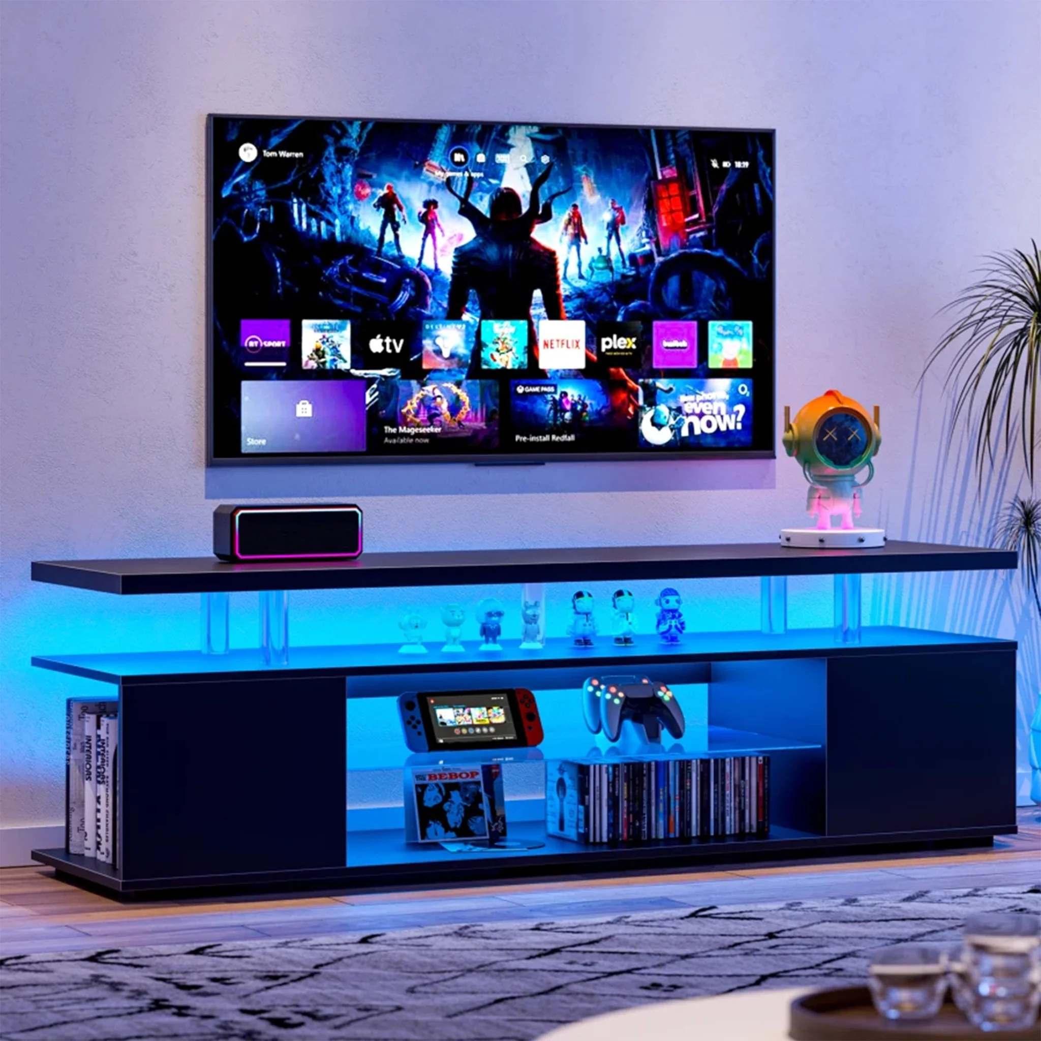 Sa?ne | Futuristic Gaming Entertainment Center with LED Lighting