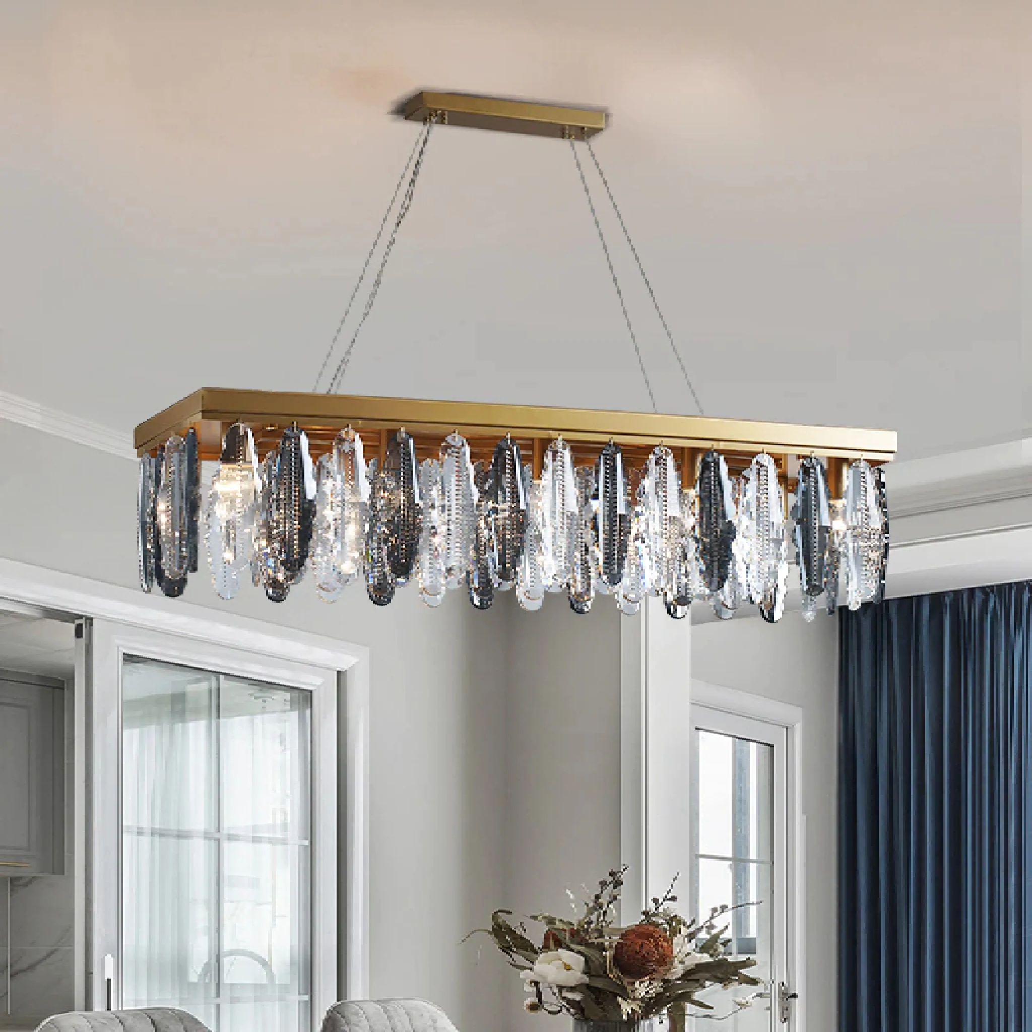 Alluvioni Cambi�� | Rectangle Posh Gold Modern Crystal Chandelier